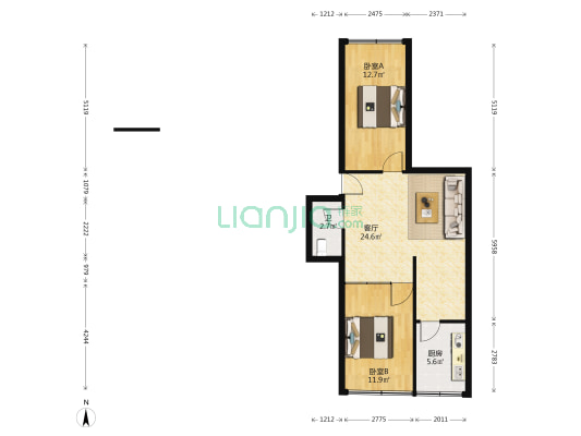 青禾街6号 2室1厅1卫 72平方