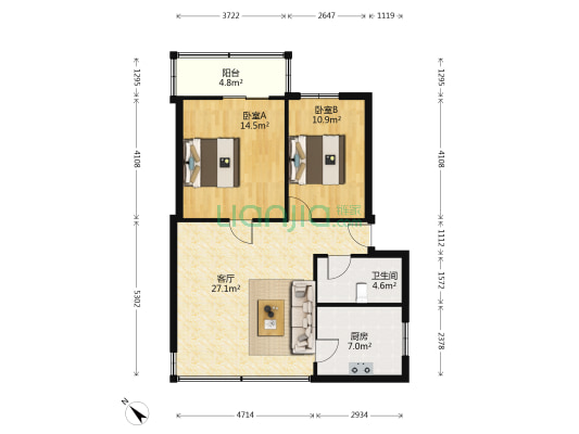 三五三七厂家属区 2室1厅1卫 80平方
