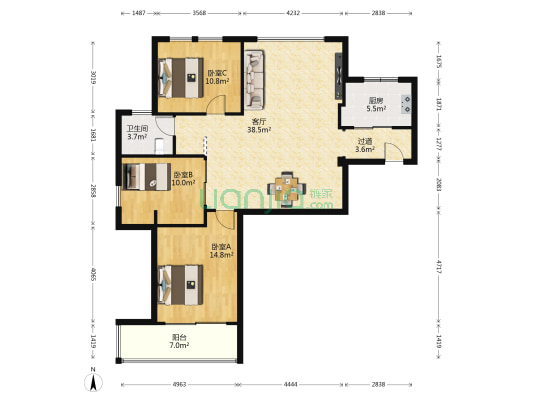 柏顿嘉园一期 3室1厅1卫 118平方