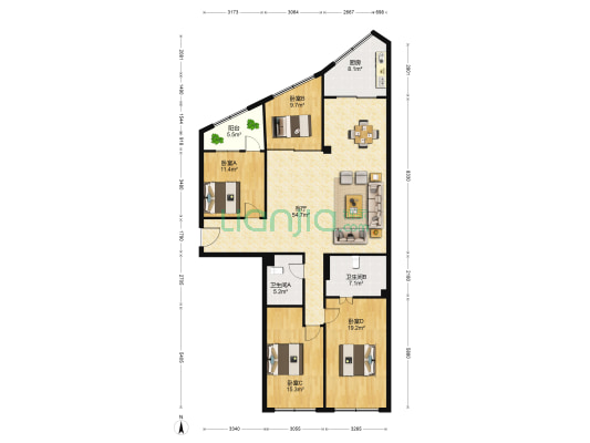 益寿路93号 4室1厅2卫 172平方