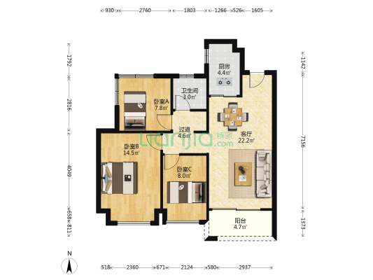 惠阳雅居乐花园二期 3室1厅1卫 89平方