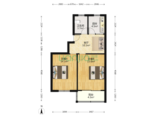 陇南小区 2室1厅1卫 67平方