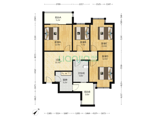 南桥新居A区 4室0厅1卫 94平方