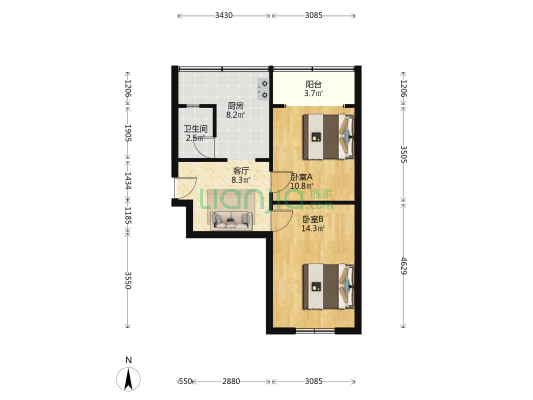 斌升街32号 2室1厅1卫 50平方