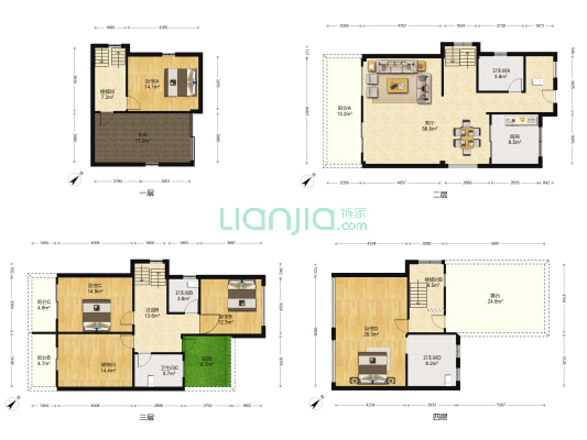 龙院 4室1厅4卫 288平方
