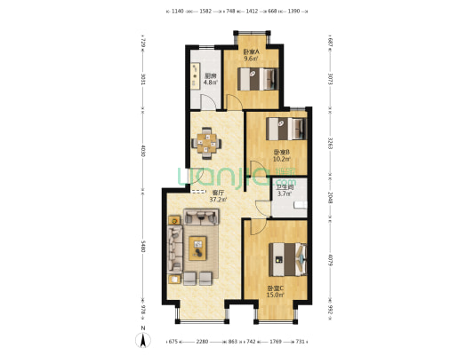 金源丽都 3室1厅1卫 99平方