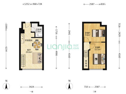 永乐国际 2室1厅1卫 37平方