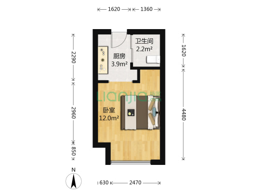 爱家公寓 1室0厅1卫 28平方