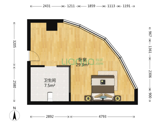 府前铭泰 1室0厅1卫 45平方