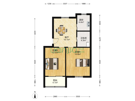 通园新村 2室1厅1卫 71平方