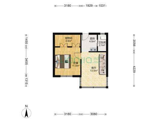 宝石二路8号 1室1厅1卫 40平方