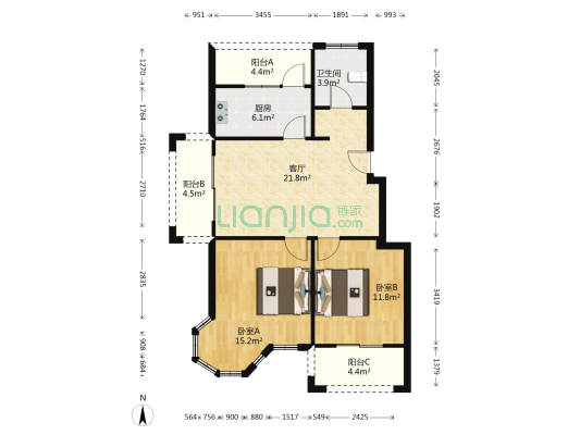 玲珑墅 2室1厅1卫 83平方