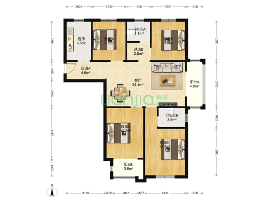 宁和苑 4室1厅2卫 140平方