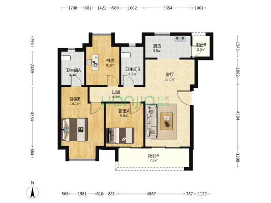融创文旅城御辉 3室1厅2卫 98平方