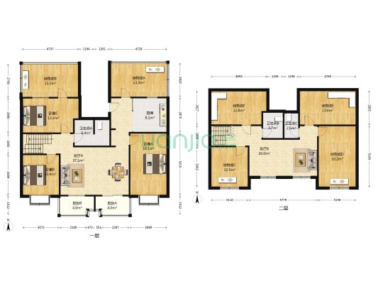 瑞丽园 3室2厅3卫 124平方