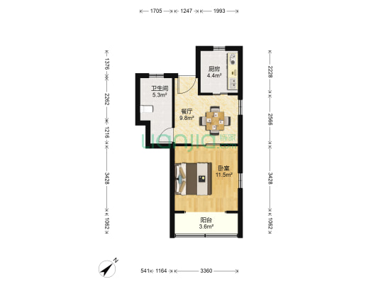 工商大楼 1室1厅1卫 51平方
