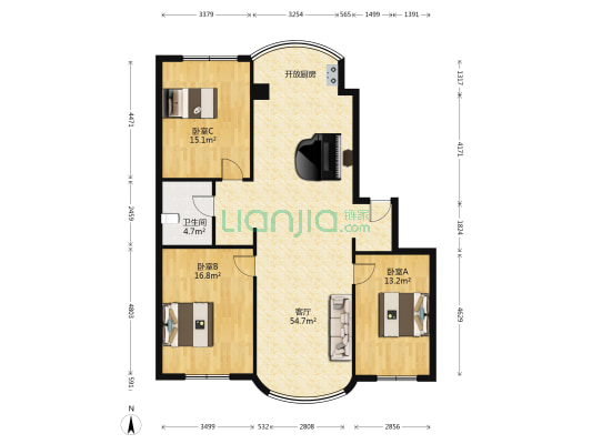 碧浪园三期 3室1厅1卫 123平方