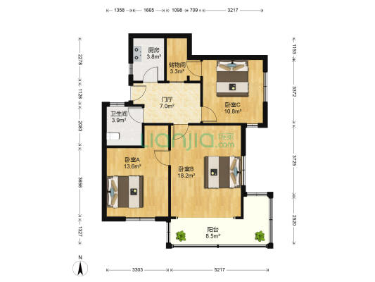 浙江路 3室0厅1卫 86平方