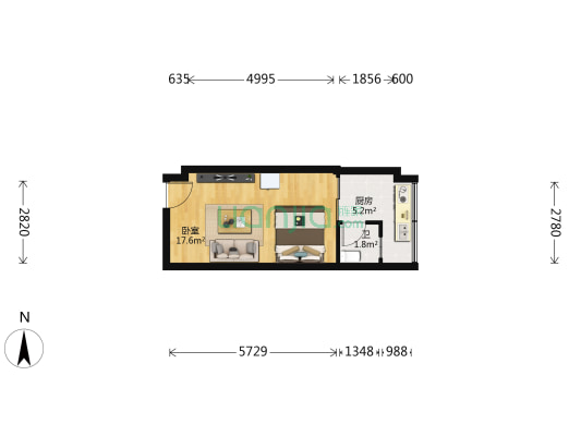 嘉士•天骄 1室0厅1卫 39平方