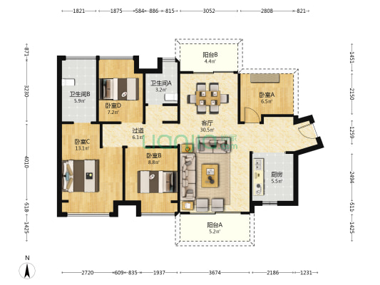 佳兆业力高云峰 4室1厅2卫 115平方