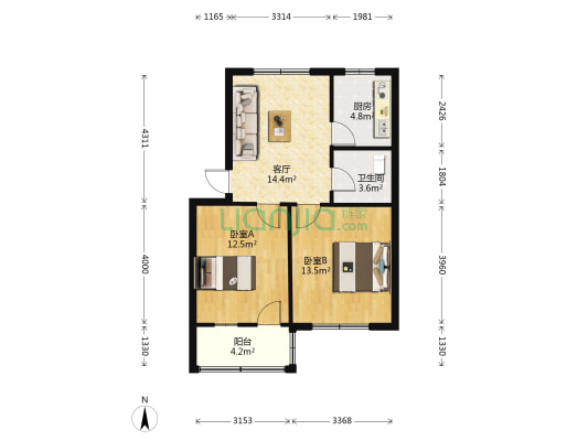 药厂家属院 2室1厅1卫 70平方