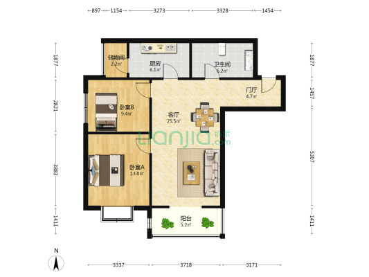 乐府 2室1厅1卫 101平方