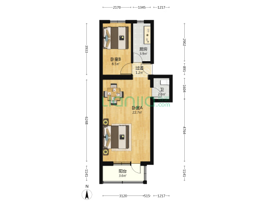 周仓庵胡同 2室0厅1卫 55平方