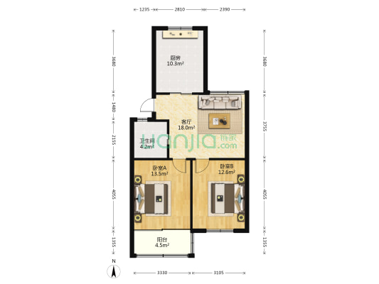 城南新村南区 2室1厅1卫 80平方