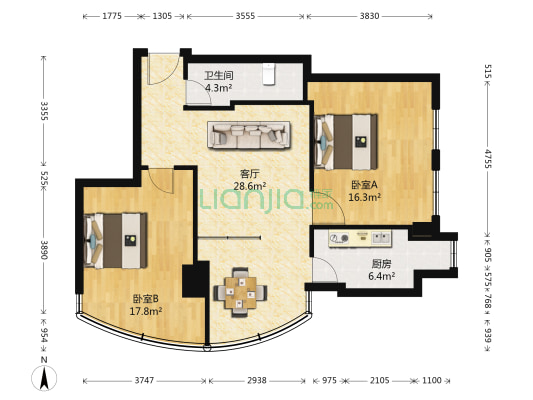 建设路农行家属院 2室1厅1卫 104平方
