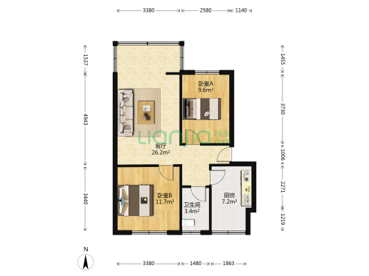 川江小区 2室1厅1卫 71平方