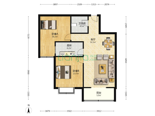 丽水苑 2室1厅1卫 99平方