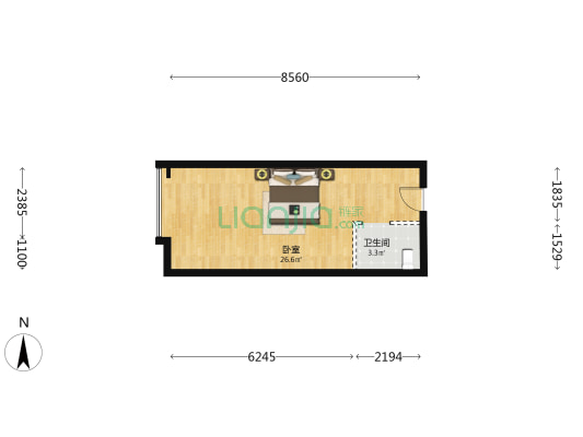 陕建航天新天地 1室0厅1卫 46平方