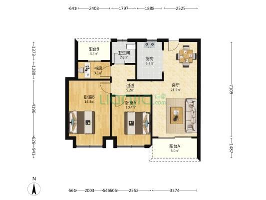 通宇博园北院 3室1厅1卫 89平方