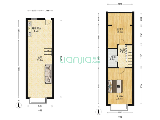 精装 买一层多一层 看房有钥匙-户型图
