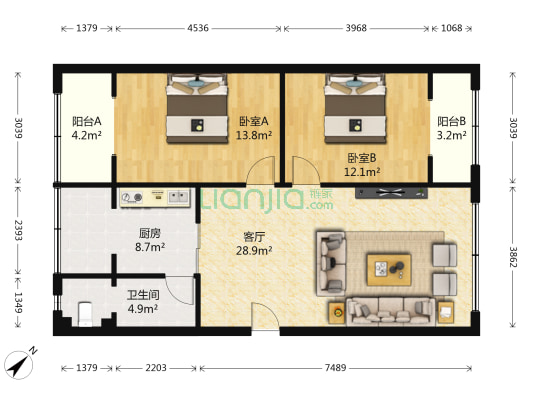 庆丰街70号 2室1厅1卫 93平方