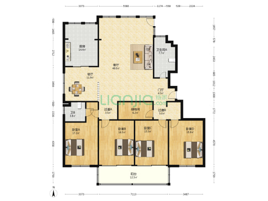 中城大厦 4室2厅2卫 225平方