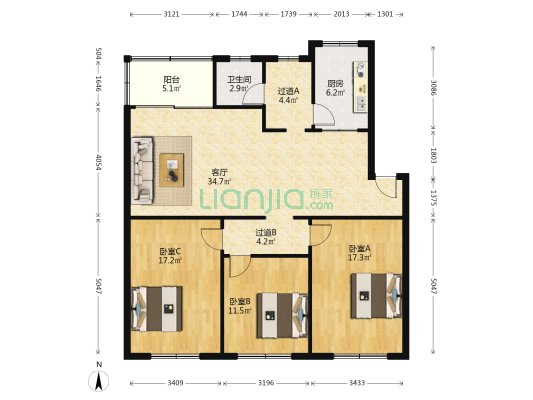 奎星街49号 3室1厅1卫 114平方