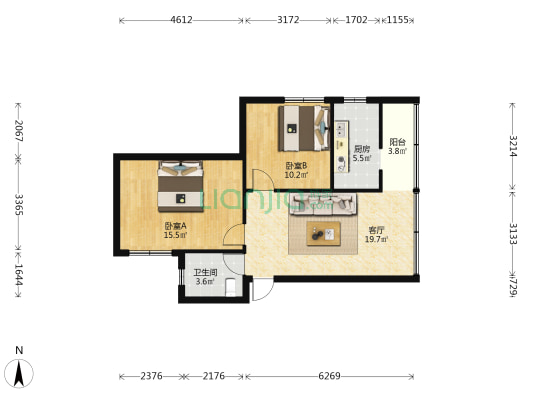 宝泽楼北巷90号 2室1厅1卫 67平方