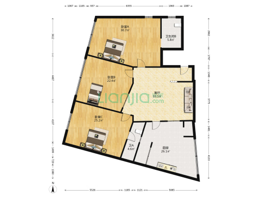体育馆路3号 3室1厅2卫 143平方
