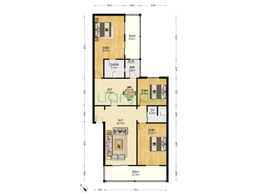 人中苑 3室2厅2卫 135平方