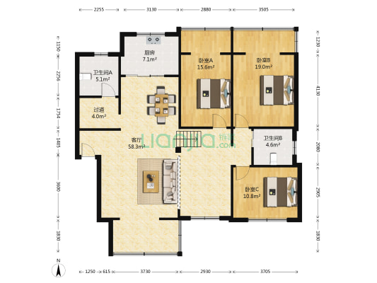 仙客来苑 3室1厅2卫 143平方