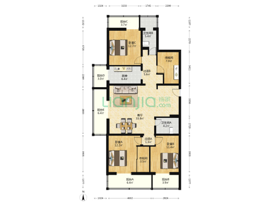 长椿苑 3室1厅2卫 166平方