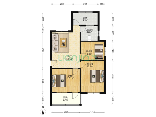 正大饲料家属院 3室1厅1卫 84平方