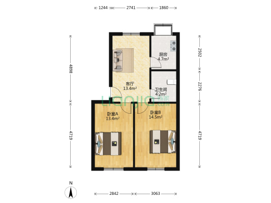 汝河路62号 2室1厅1卫 68平方