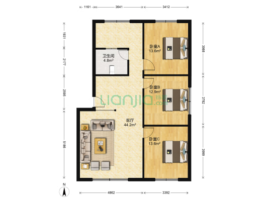 锦华苑一期 3室1厅1卫 109平方