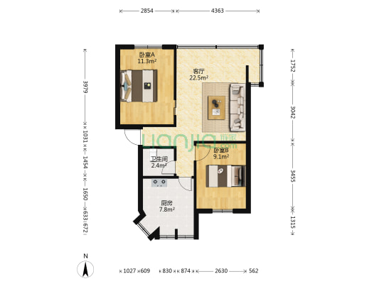 莲花新区北一巷4号 2室1厅1卫 65平方