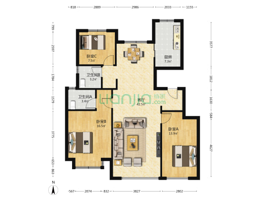 中瑞汇置中瑞府 3室1厅2卫 116平方