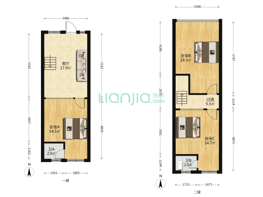 马尾商贸 3室1厅2卫 48平方
