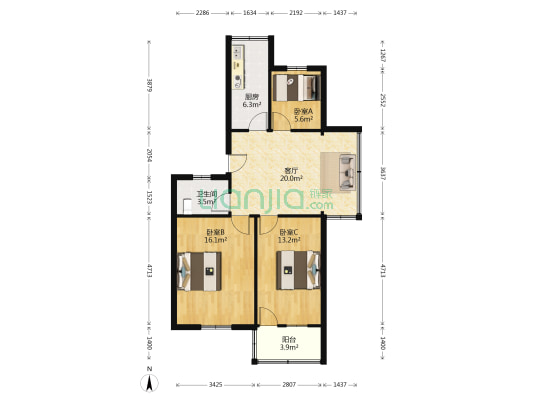 永安路34号 3室1厅1卫 78平方