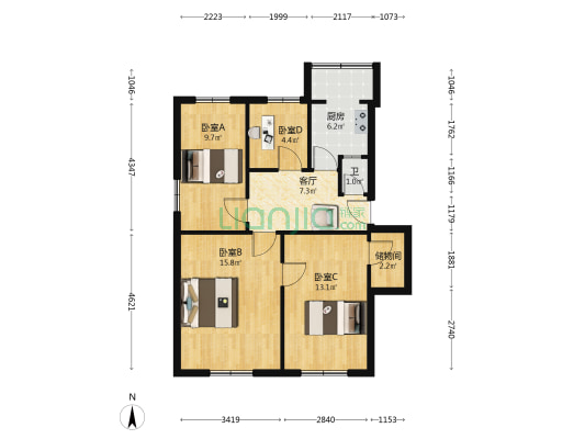 北大街177号 4室1厅1卫 71平方